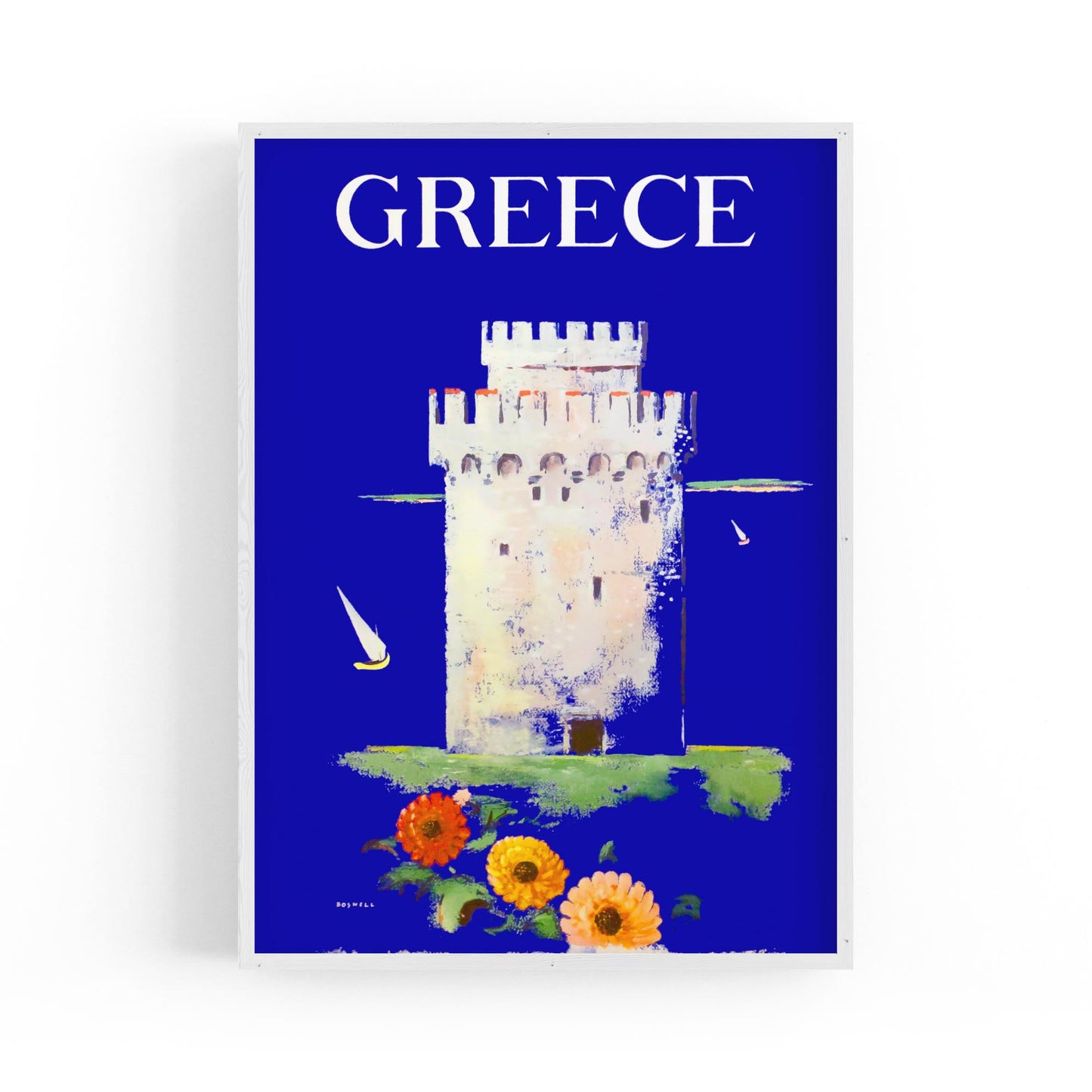 Salonica White Tower of Thessaloniki, Greece by Boswell | Framed Vintage Travel Poster