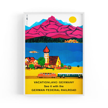 German "Vacationland" - German Federal Railroad | Framed Vintage Travel Poster