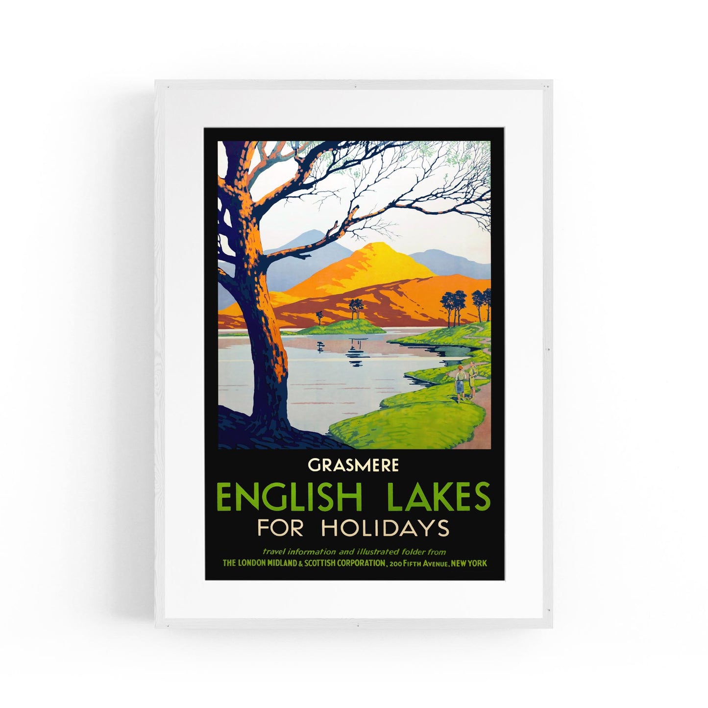 The Lake District, England "Grasmere for Holidays" | Framed Vintage Travel Poster