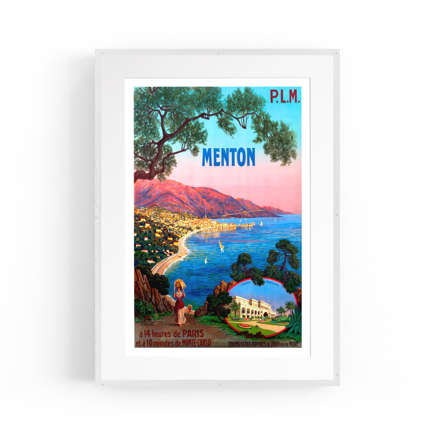 Menton, France "A Sunlit Jewel of the French Riviera" | Framed Vintage Travel Poster