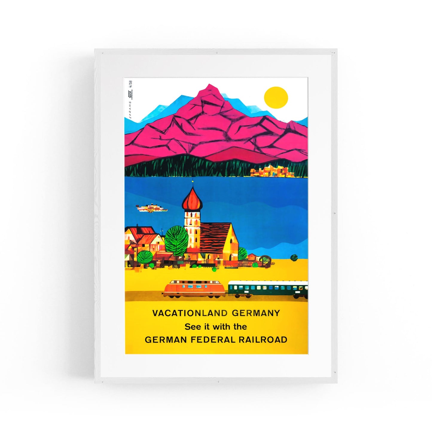 German "Vacationland" - German Federal Railroad | Framed Vintage Travel Poster