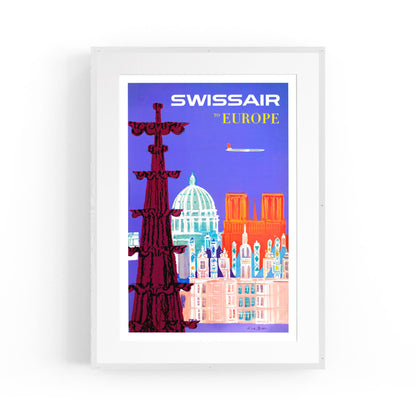 Swissair to Europe | Framed Vintage Travel Poster