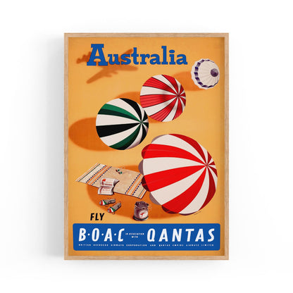 BOAC Qantas Summer Beach Australia | Framed Vintage Travel Poster