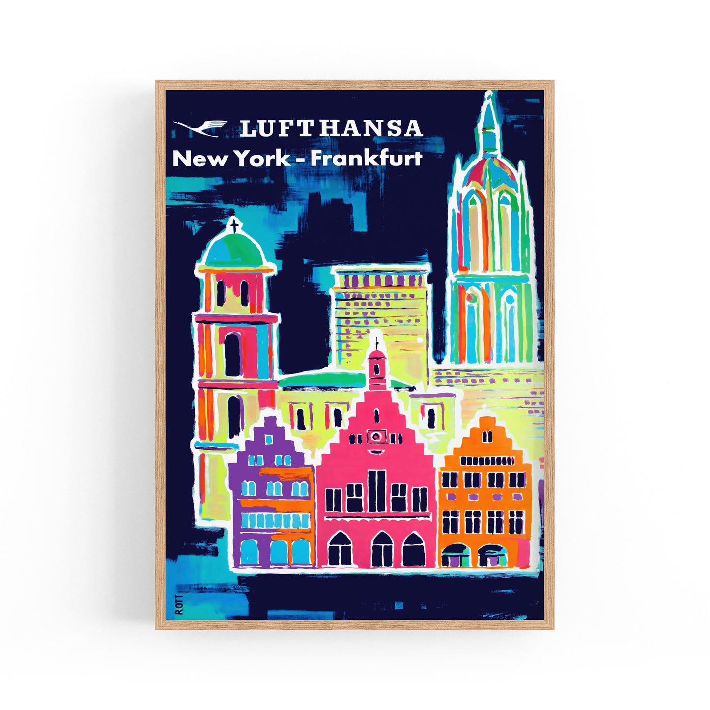 Frankfurt, Germany "Lufthansa" by Hans Rott | Framed Vintage Travel Poster