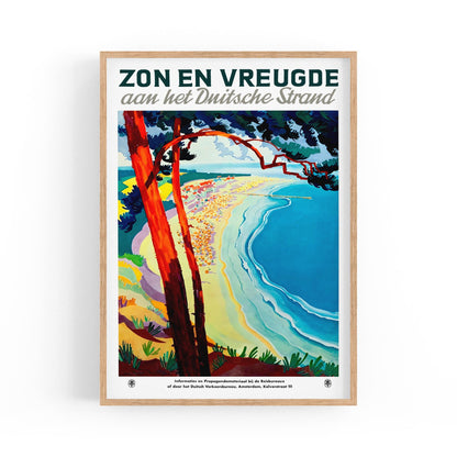 German Beach Advertisement In Dutch Language | Framed Vintage Travel Poster