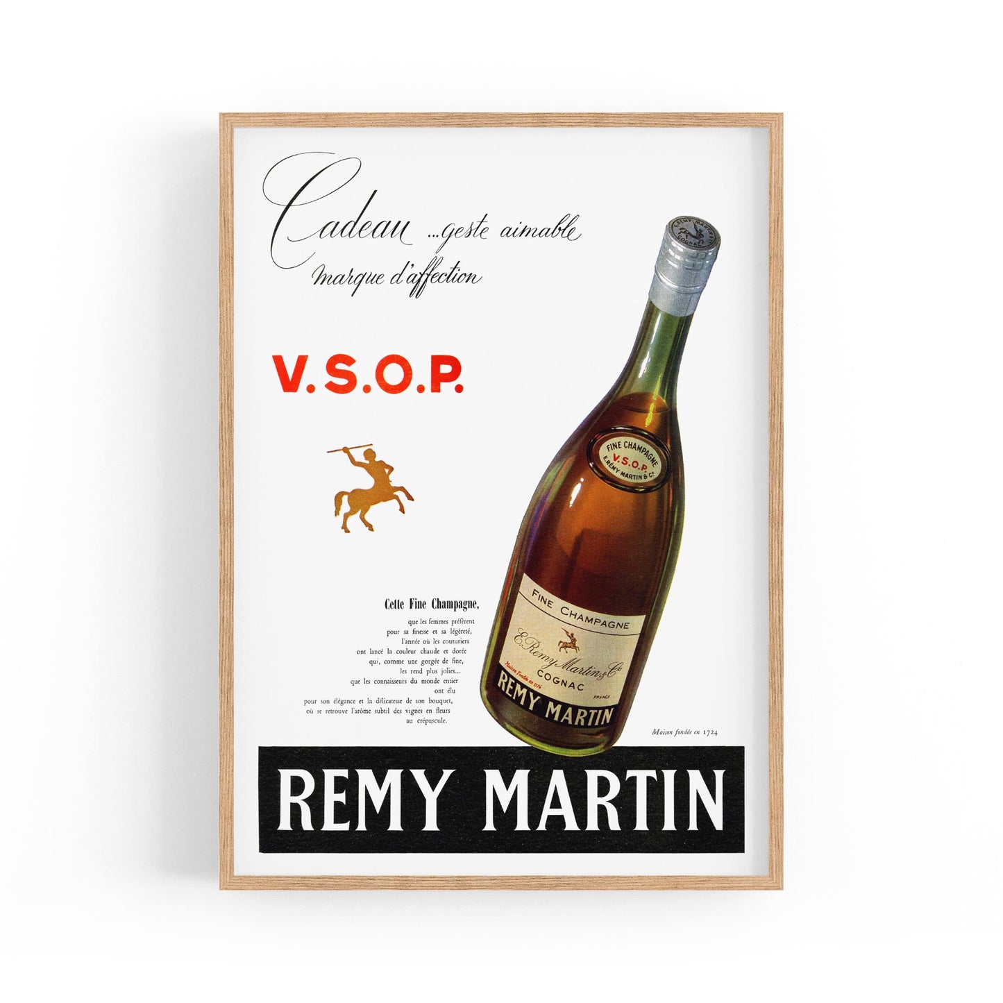 Remy Martin Cognac Champagne Wine | Framed Vintage Poster