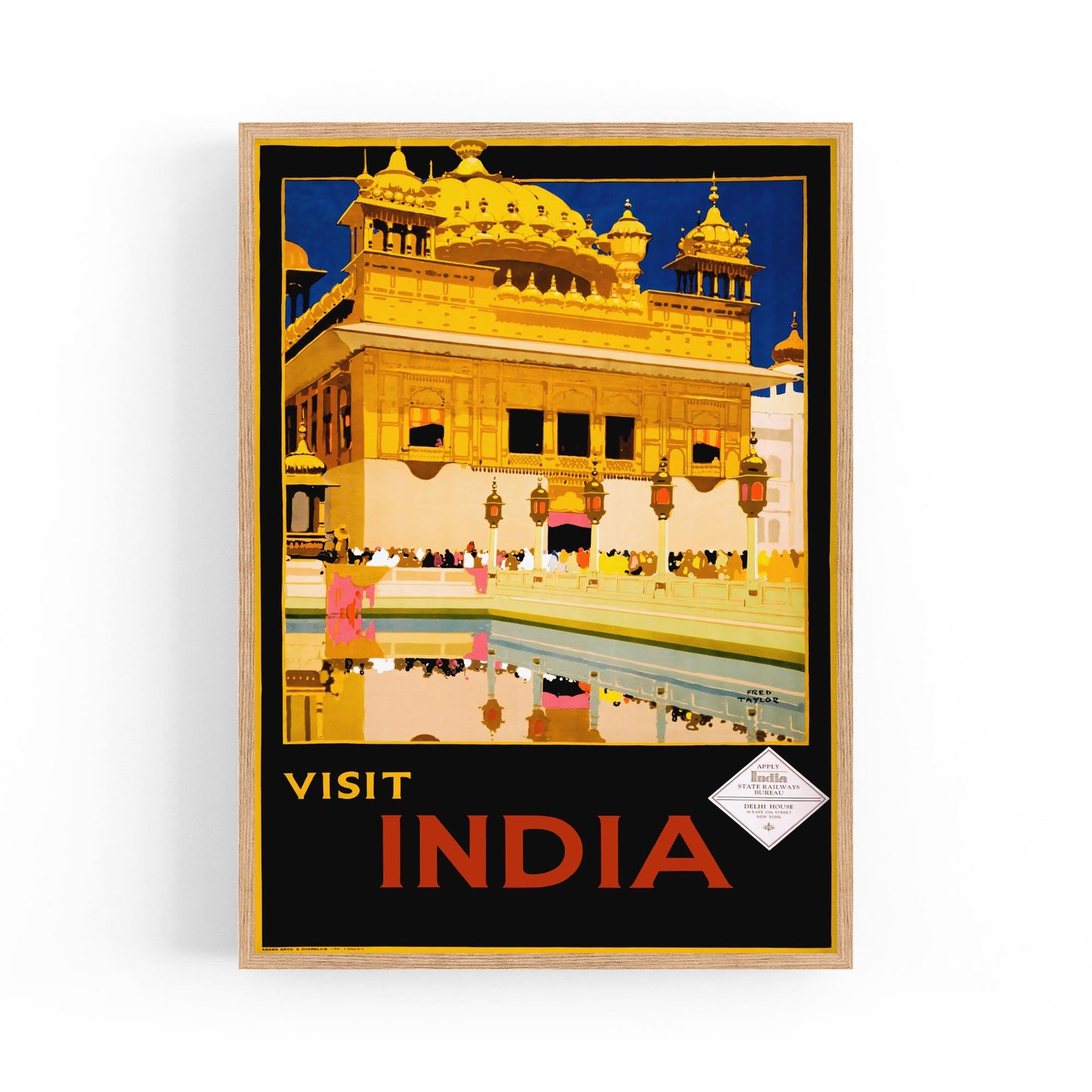 Visit India, Golden Temple in Amritsar - India State Railway Bureau | Framed Vintage Travel Poster