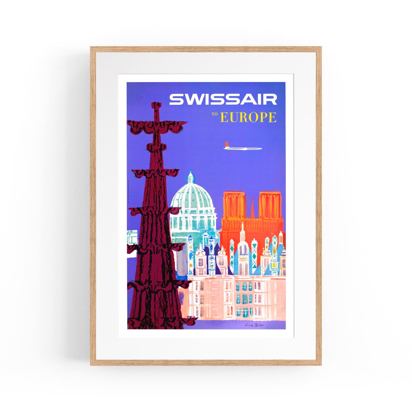 Swissair to Europe | Framed Vintage Travel Poster