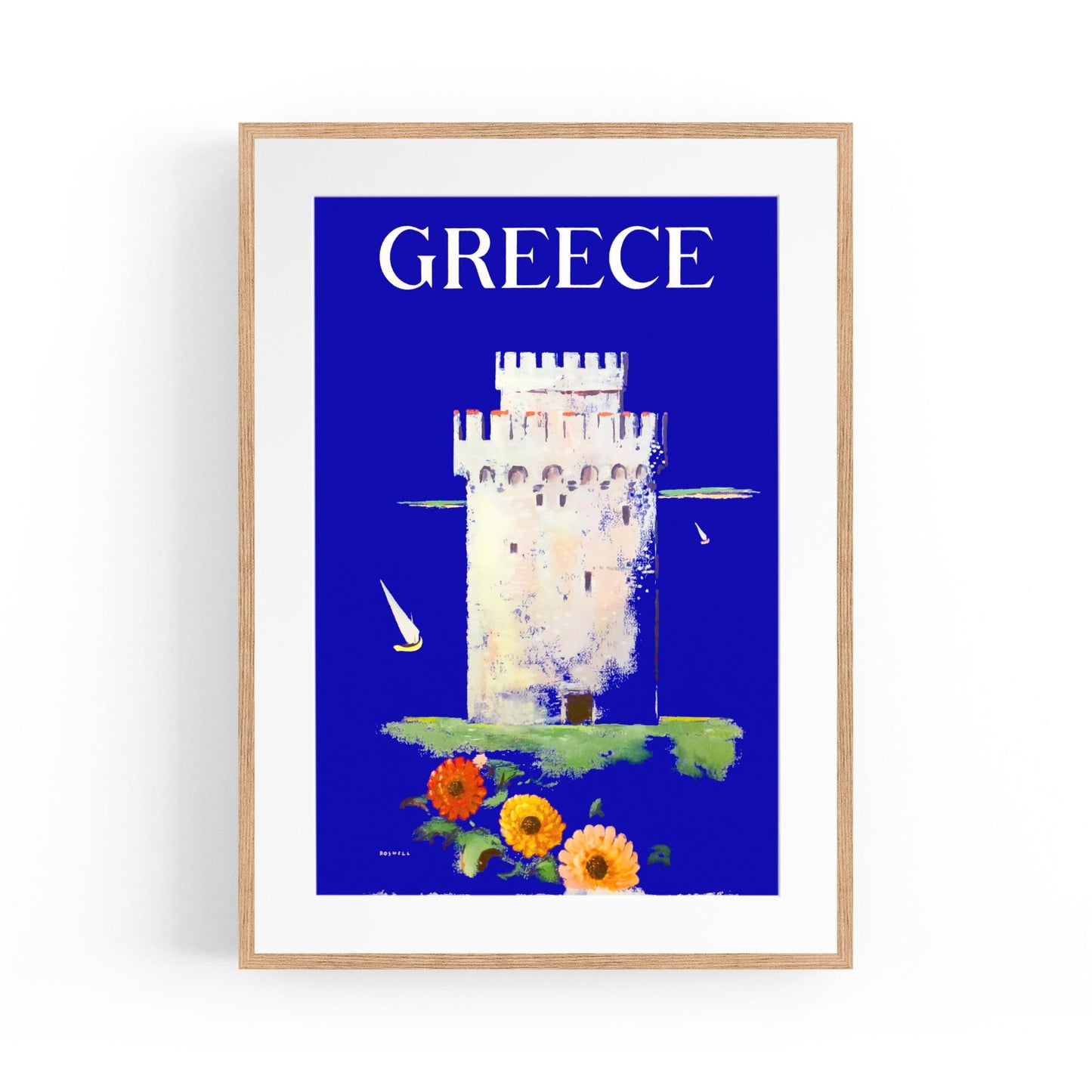 Salonica White Tower of Thessaloniki, Greece by Boswell | Framed Vintage Travel Poster