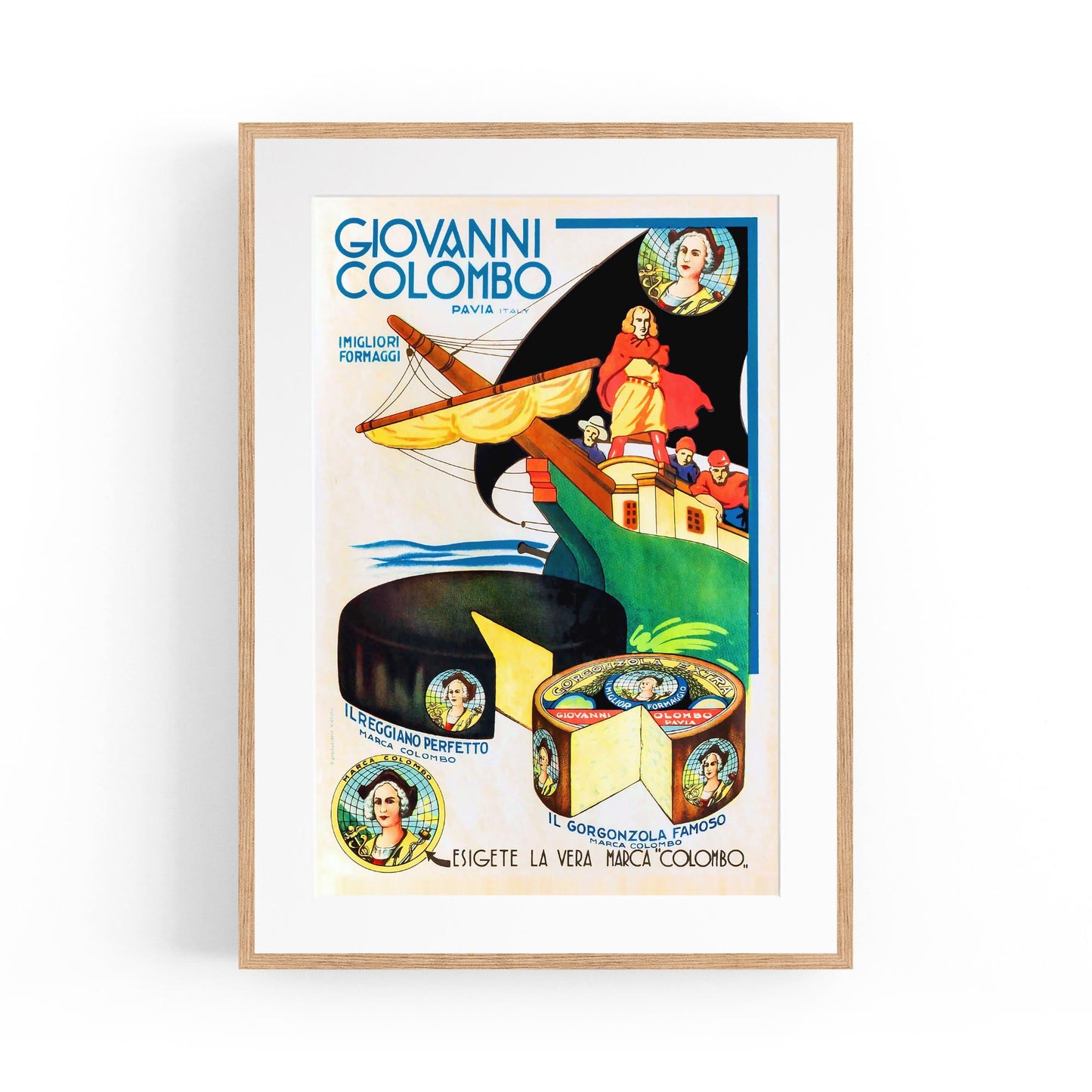 Giovanni Columbo Italian Cheese | Framed Vintage Poster