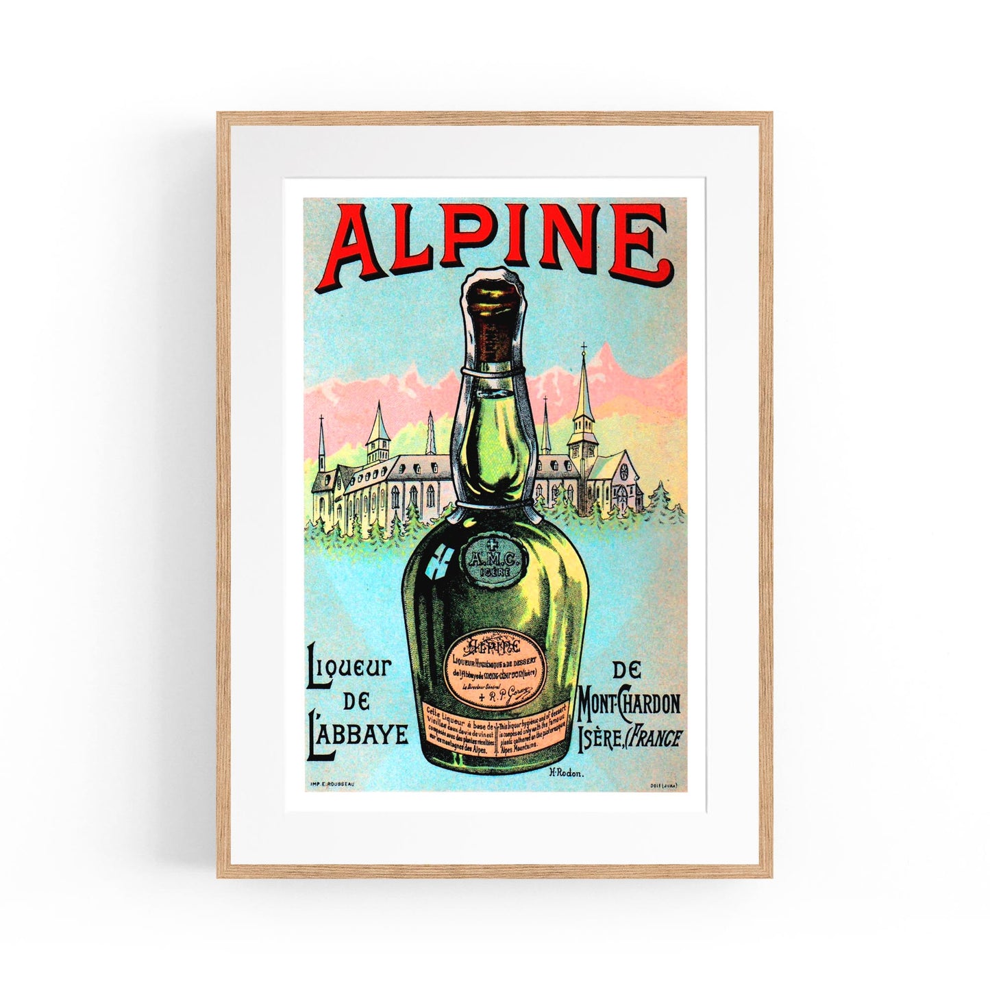 Alpine Liqueur de l'Abbaye de Mont-Chardon by H. Rodon | Framed Vintage Poster