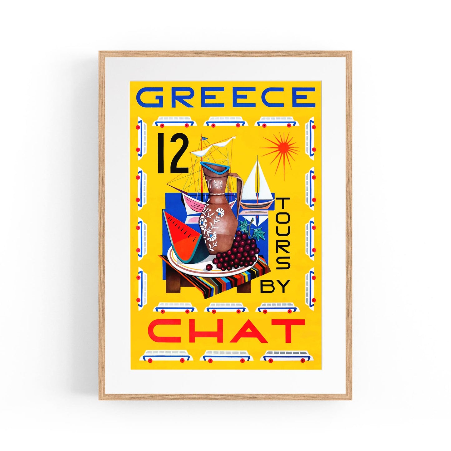 Greece Tours by Chat | Framed Vintage Travel Poster