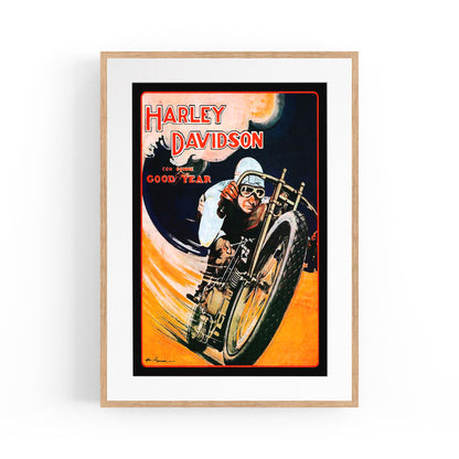Harley Davidson on Goodyear Tyres | Framed Vintage Poster