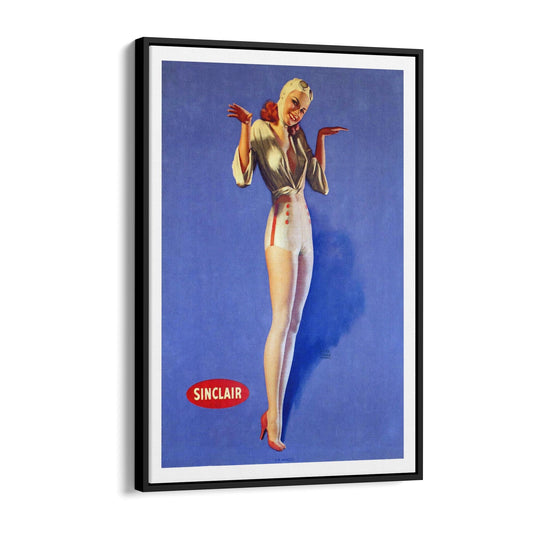"Air-Minded" Sinclair Motor Oil Pin-Up Girl by Earl Moran | Framed Canvas Vintage Design