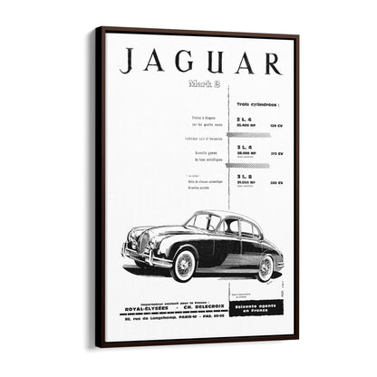 "Jaguar Mark 2" French Car | Framed Canvas Vintage Design