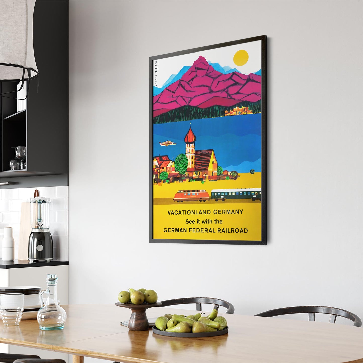 German "Vacationland" - German Federal Railroad | Framed Vintage Travel Poster