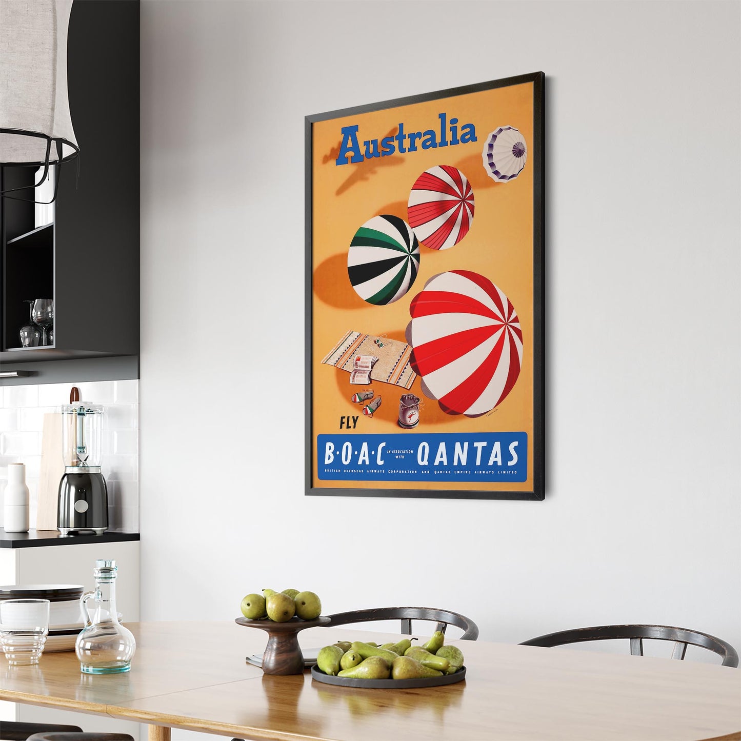 BOAC Qantas Summer Beach Australia | Framed Vintage Travel Poster