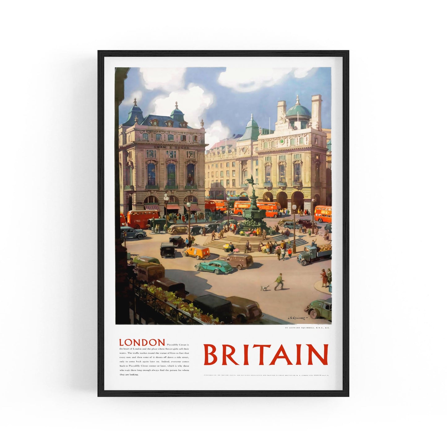 London's Piccadilly Circus by Leonard Squirell | Framed Vintage Travel Poster