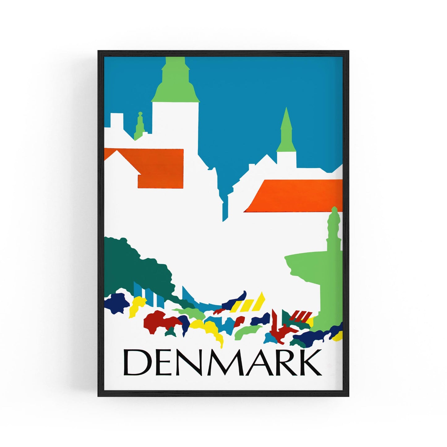 Denmark Minimal Township | Framed Vintage Travel Poster