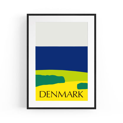 Denmark Minimal Coastal Beach Scene | Framed Vintage Travel Poster