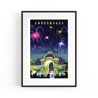 Copenhagen, Denmark - Tivoli Gardens | Framed Vintage Travel Poster