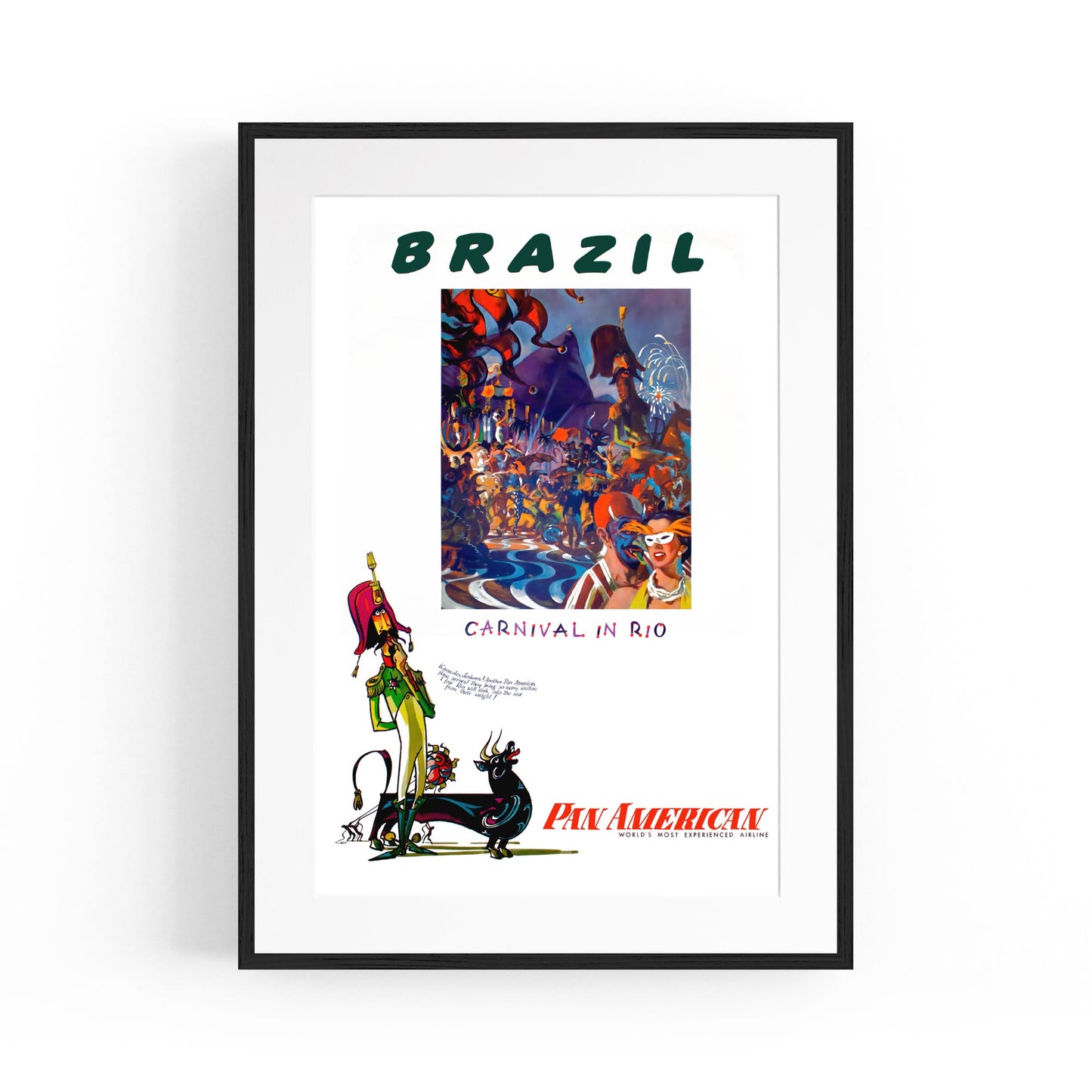 Brazil Carnival in Rio - Pan American | Framed Vintage Travel Poster