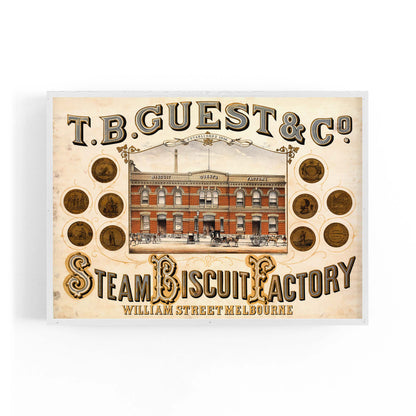 T.B. Guest Steam Biscuit Factory Melbourne Australia | Framed Vintage Poster