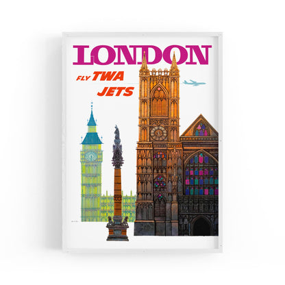 London Landmarks by David Klein - Fly TWA Jets | Framed Vintage Travel Poster