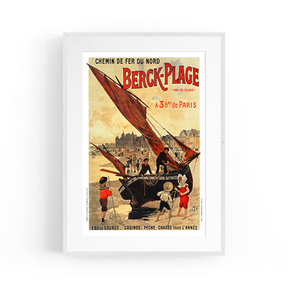 Berck-Plage, France "Chemin de Fer du Nord" | Framed Vintage Travel Poster