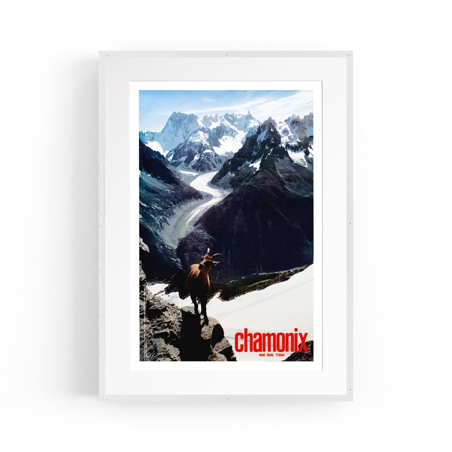 Chamonix, France - Majestic Mountain Range and Glacier | Framed Vintage Travel Poster