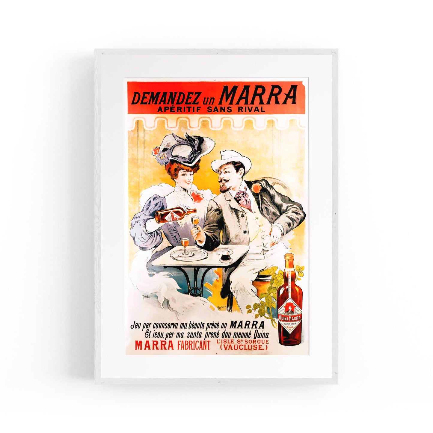 Demandez un Marra French Wine | Framed Vintage Poster