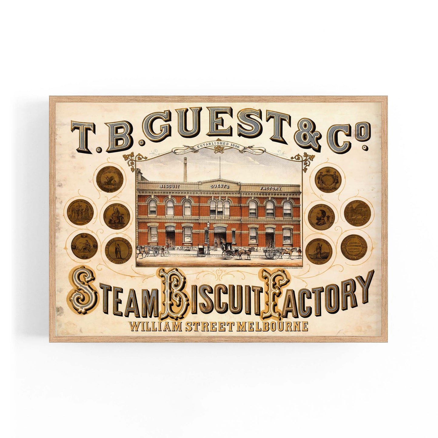 T.B. Guest Steam Biscuit Factory Melbourne Australia | Framed Vintage Poster