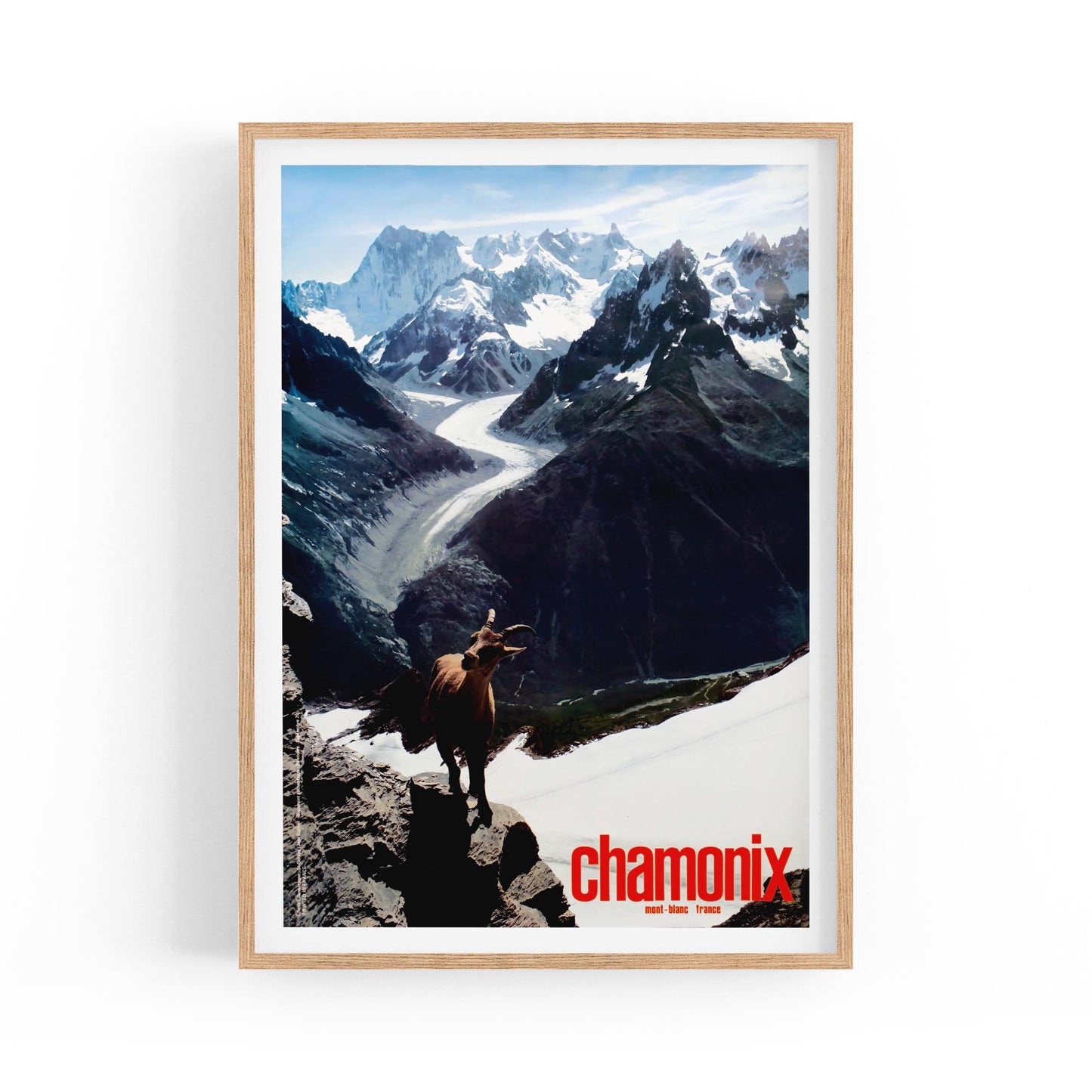 Chamonix, France - Majestic Mountain Range and Glacier | Framed Vintage Travel Poster