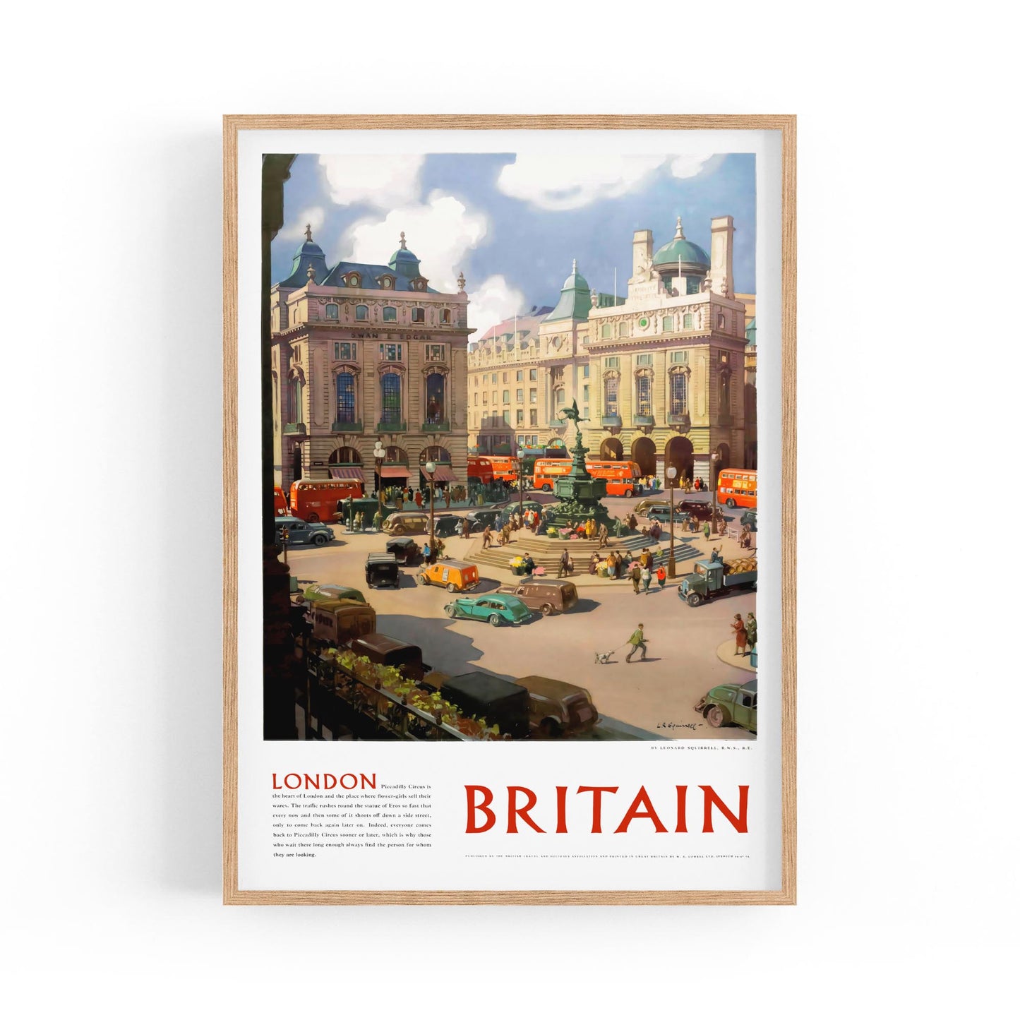 London's Piccadilly Circus by Leonard Squirell | Framed Vintage Travel Poster