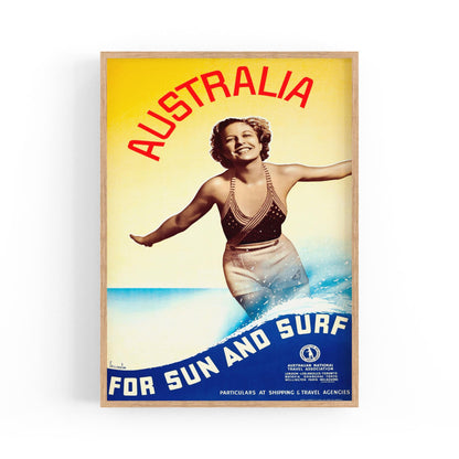Australia "For Sun and Surf" | Framed Vintage Travel Poster