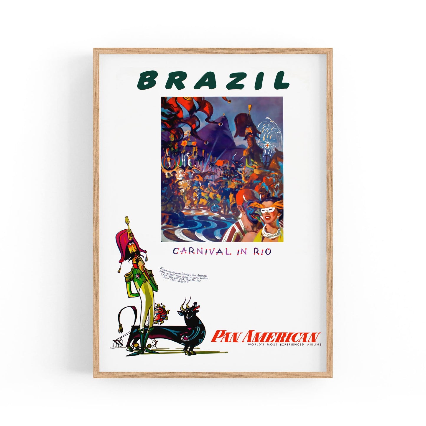 Brazil Carnival in Rio - Pan American | Framed Vintage Travel Poster