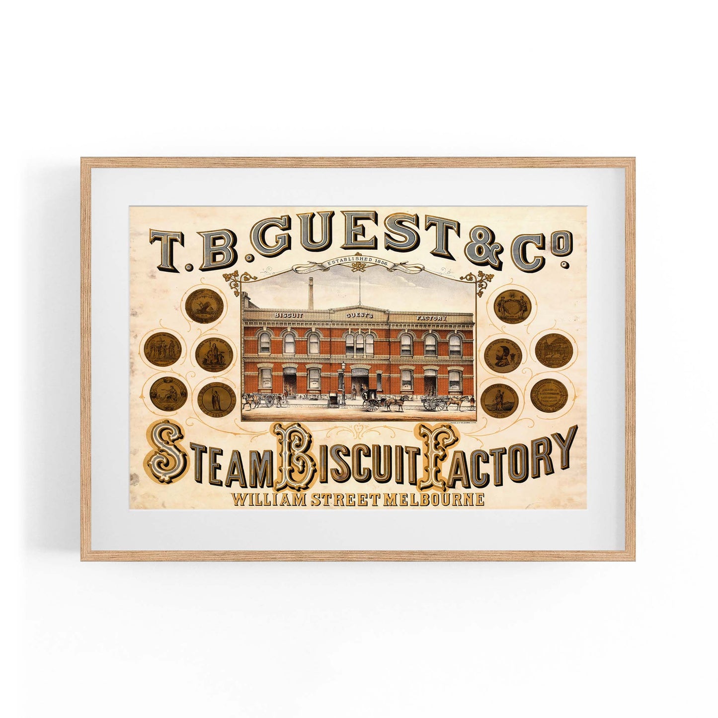 T.B. Guest Steam Biscuit Factory Melbourne Australia | Framed Vintage Poster