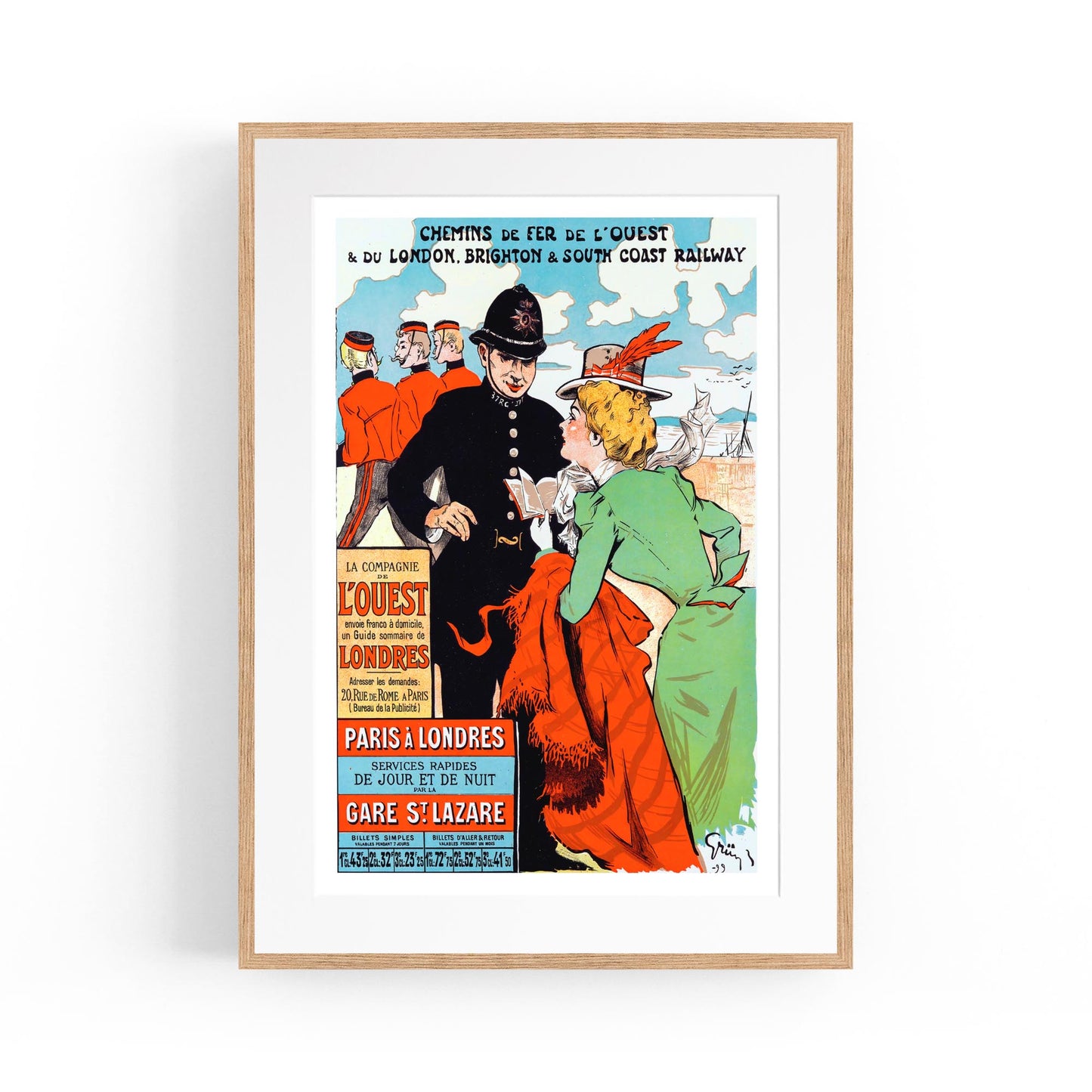 French Railways - Paris to London | Framed Vintage Travel Poster