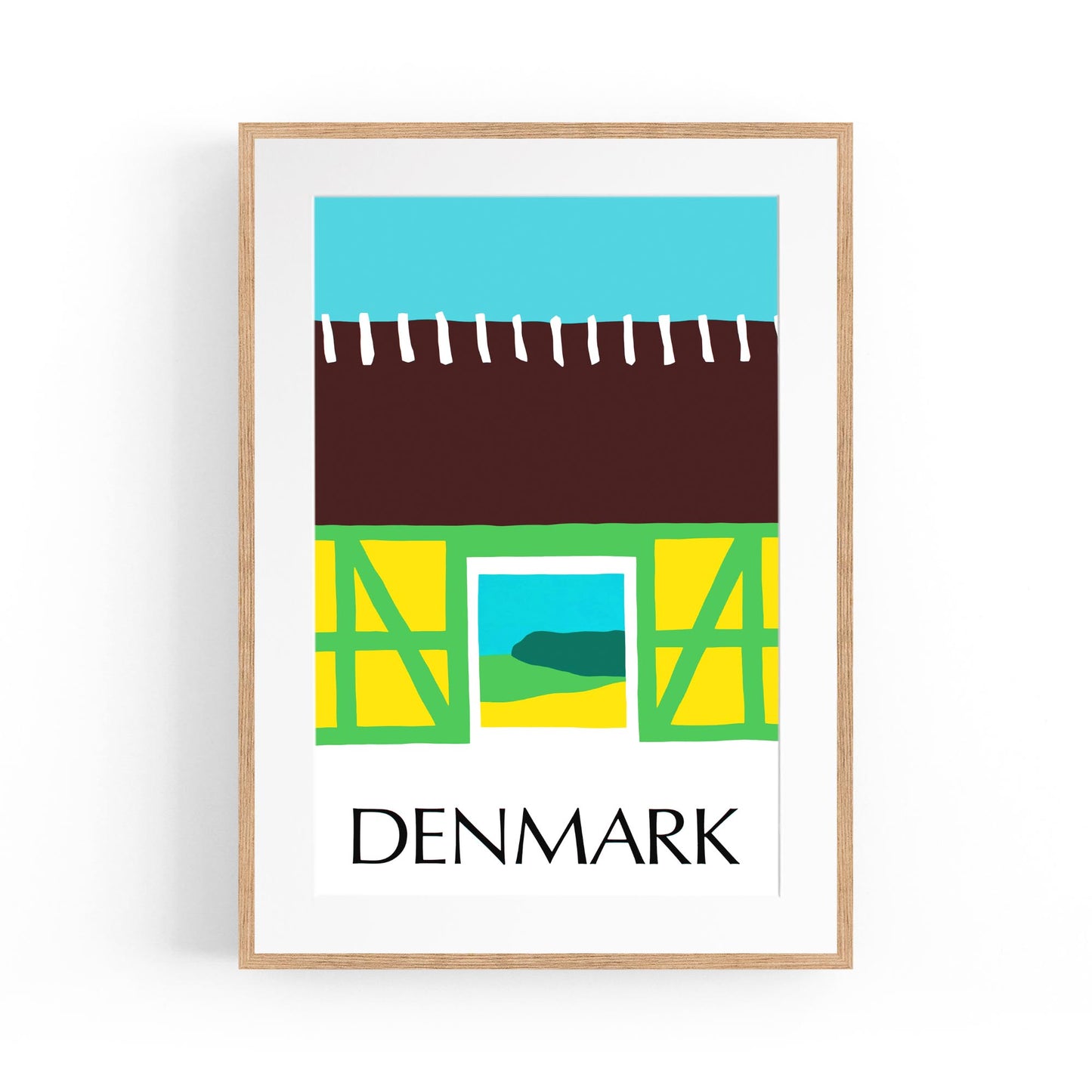 Denmark Minimal Countryside Farm Barn | Framed Vintage Travel Poster