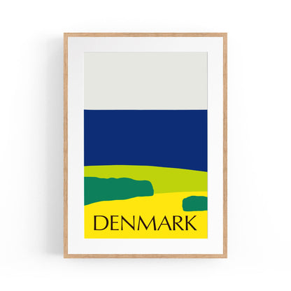 Denmark Minimal Coastal Beach Scene | Framed Vintage Travel Poster