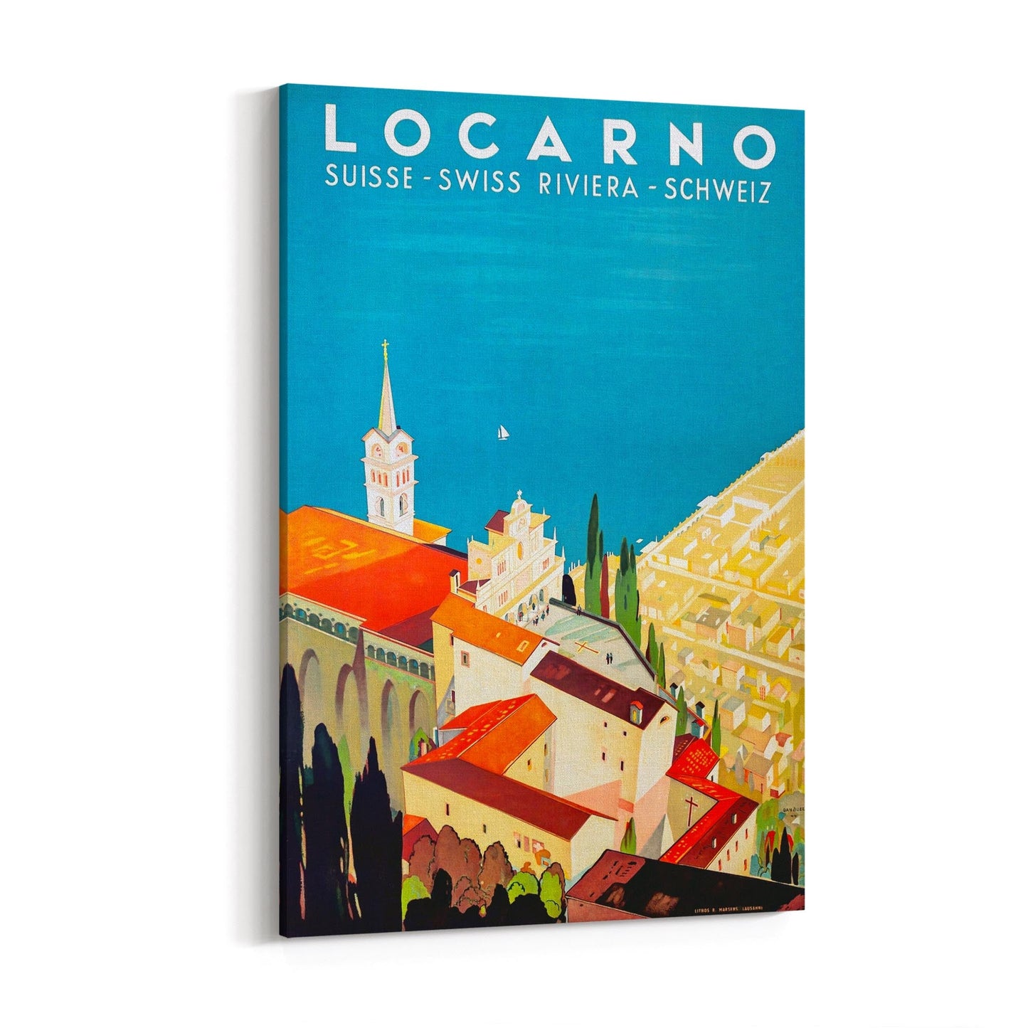 Locarno, Switzerland by Daniele Buzzi | Framed Canvas Vintage Travel Advertisement