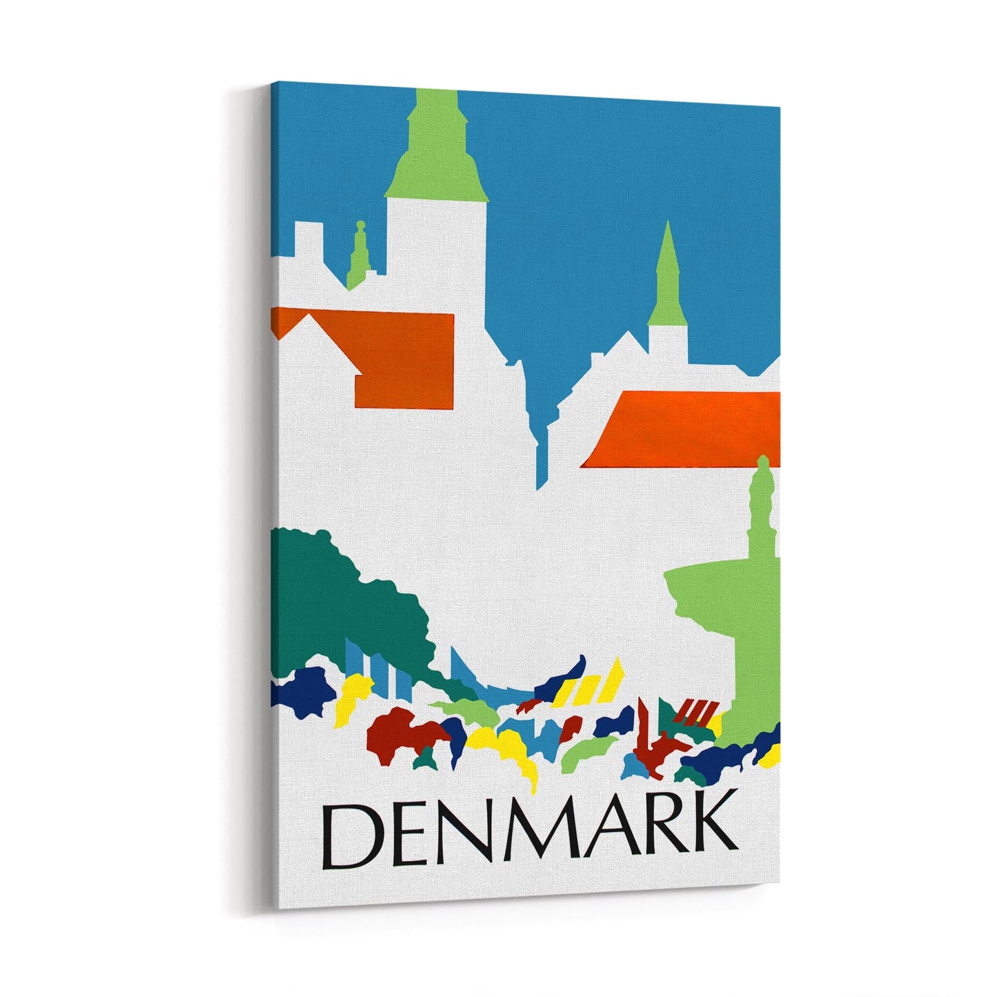 Denmark Minimal Township | Framed Canvas Vintage Travel Advertisement
