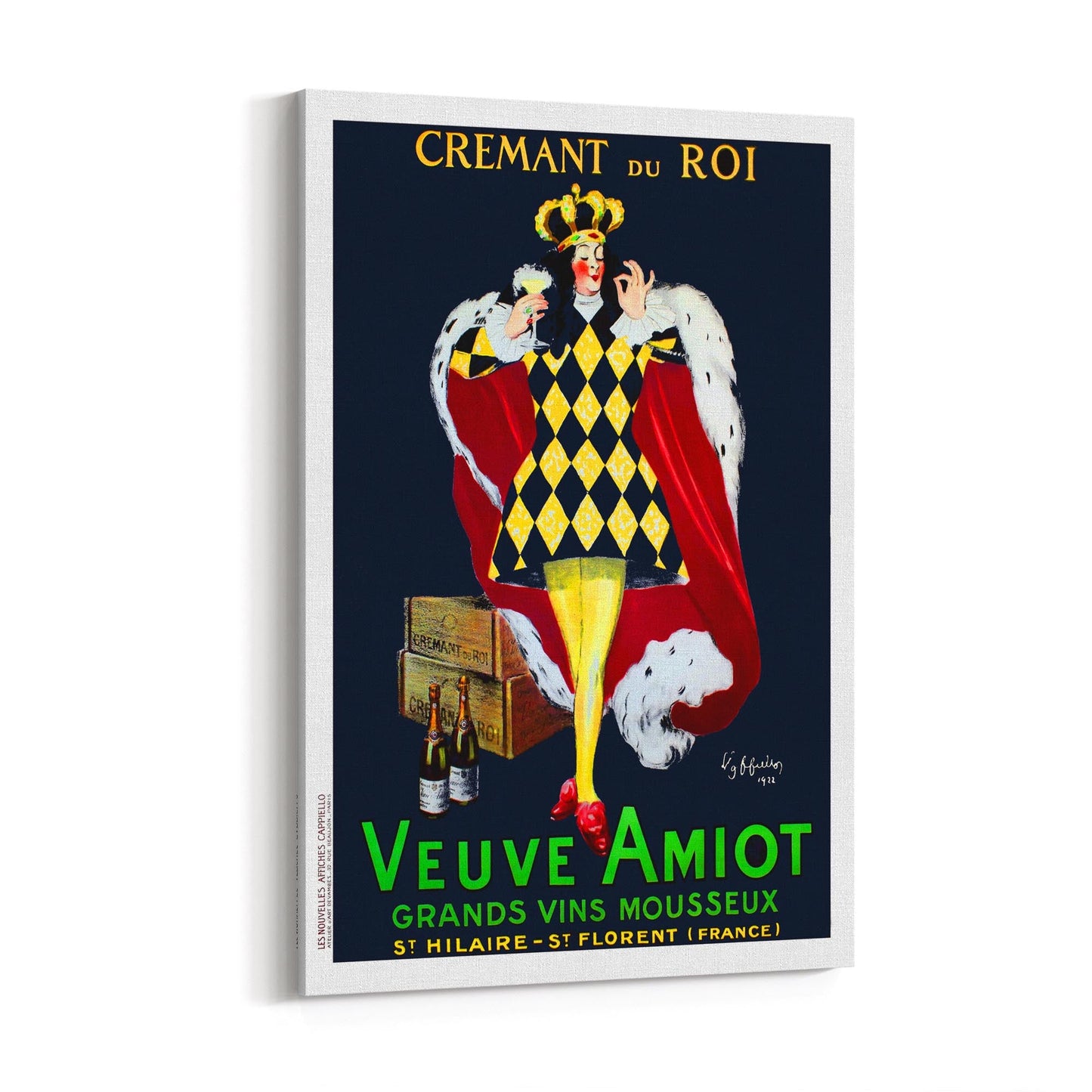 Cremant du Roi Veuve Amiot by Leonetto Cappiello French | Framed Canvas Vintage Advertisement