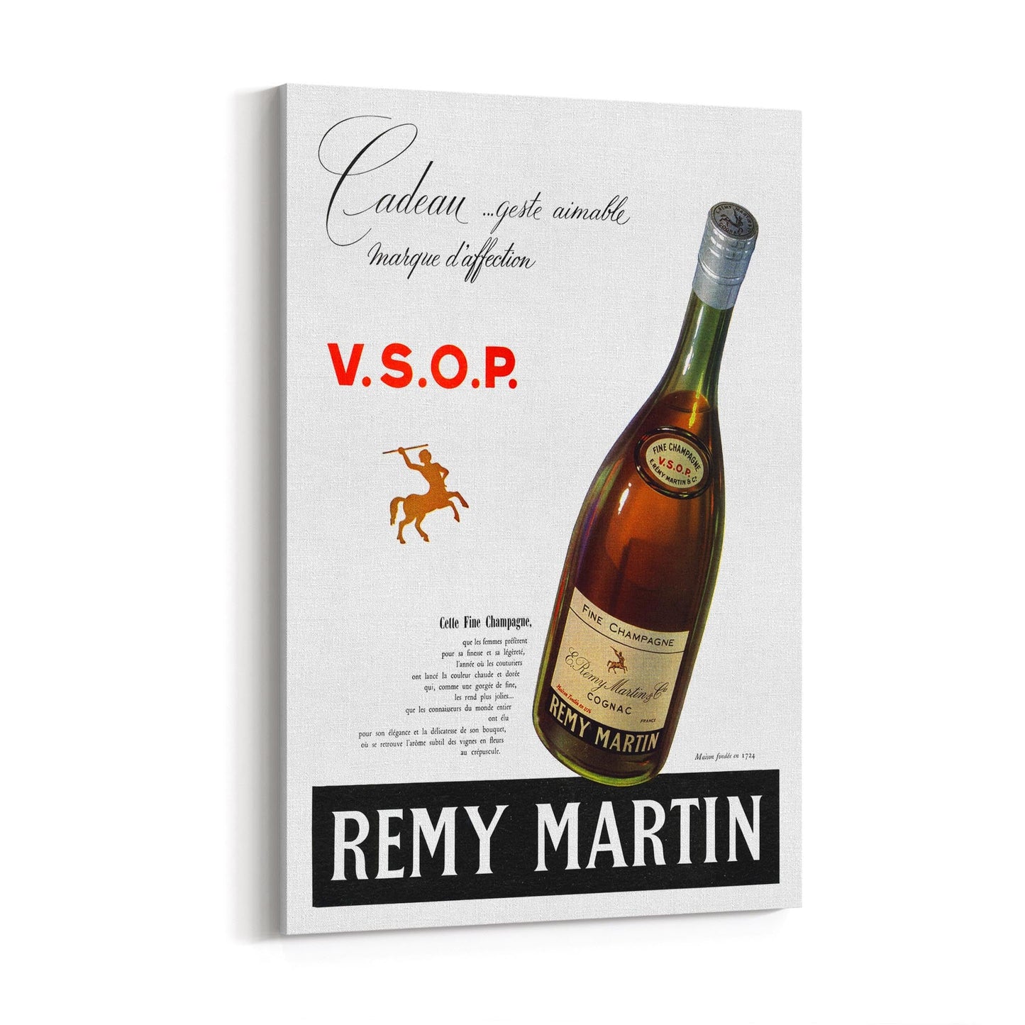 Remy Martin Cognac Champagne Wine | Framed Canvas Vintage Advertisement