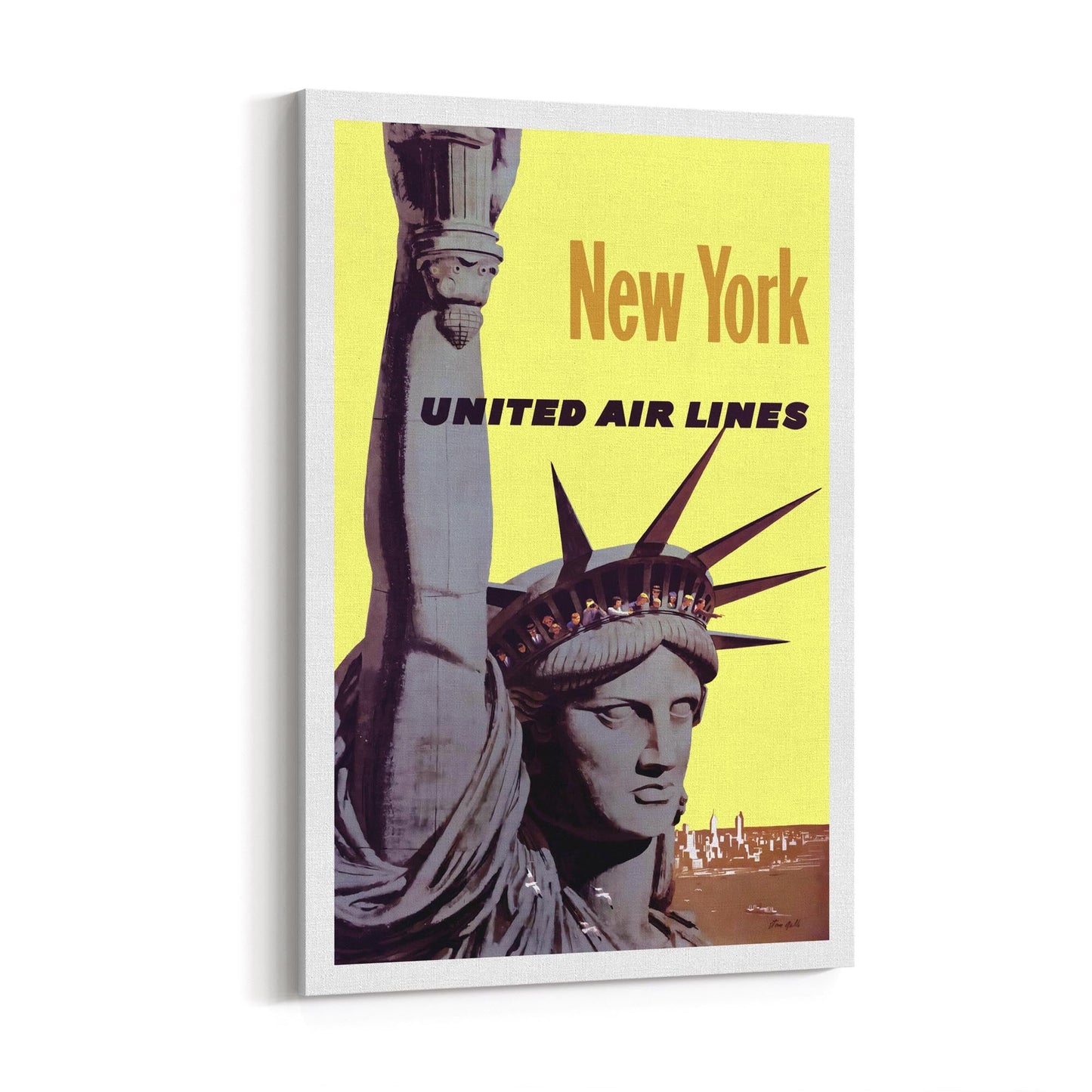 New York United Air Lines, United States of America | Framed Canvas Vintage Travel Advertisement