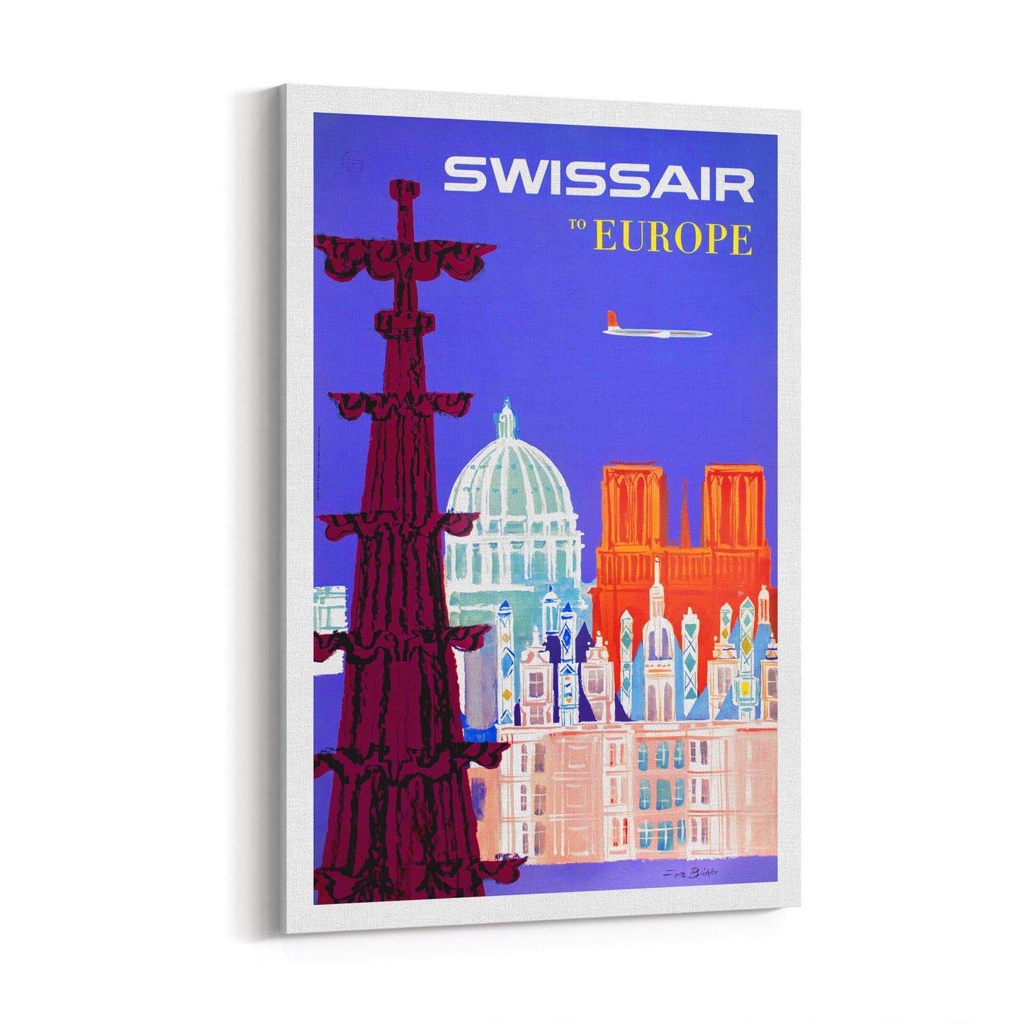 Swissair to Europe | Framed Canvas Vintage Travel Advertisement