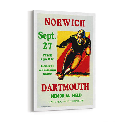 Dartmouth vs Norwich College Football Sports | Framed Canvas Vintage Advertisement