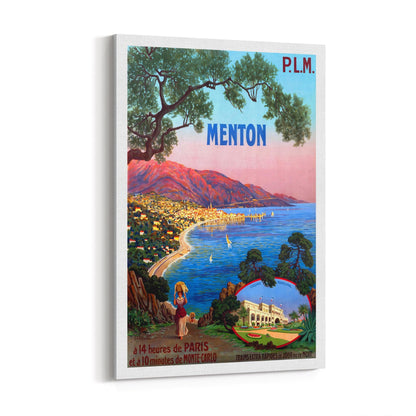 Menton, France "A Sunlit Jewel of the French Riviera" | Framed Canvas Vintage Travel Advertisement