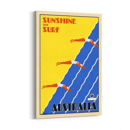 Sunshine and Surf Australia Travel & Tourism | Framed Canvas Vintage Advertisement