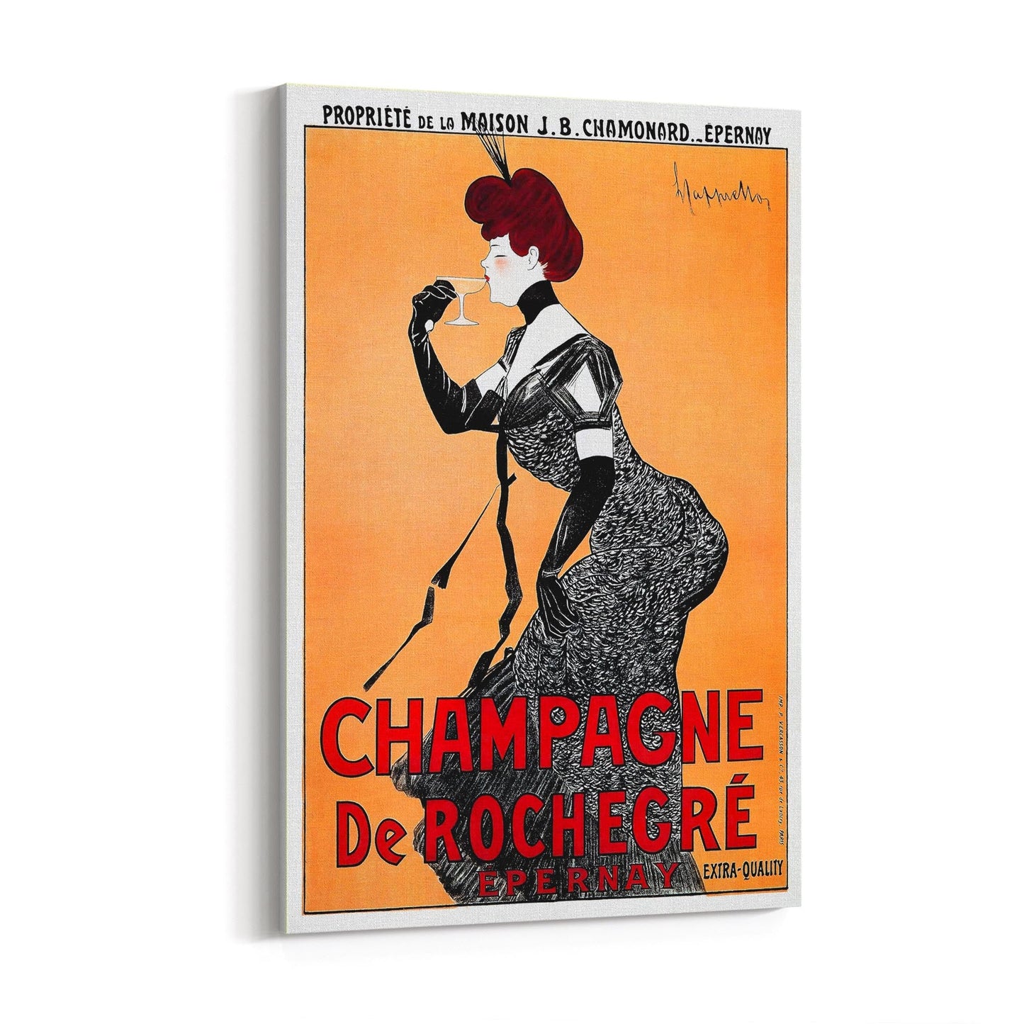 Champagne De Rochegre French Wine | Framed Canvas Vintage Advertisement